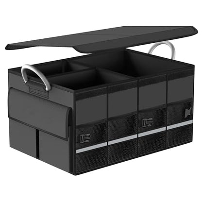 Trunk Organizer for SUV - Car Organizer with Removable Cooler Bag,Collapsible Multi Compartment 1680D Waterproof Sturdy Cargo Storage for Car Accessories Women Men (Extra Large)