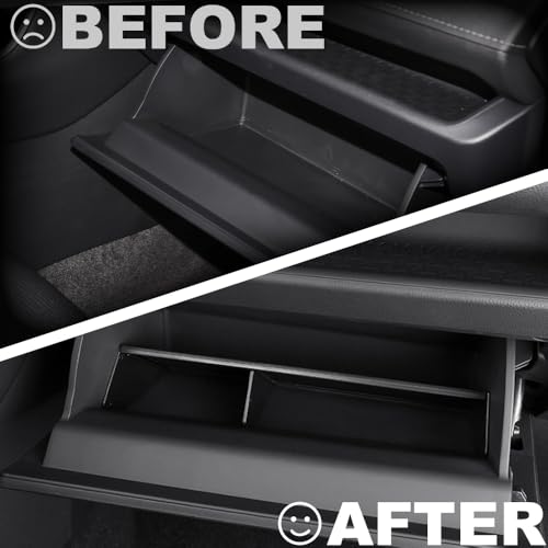 Glove Box Organizer for T-oyota RAV-4 2019-2025, Center Console Storage Divider Tray with 3 Compartments - ABS Plastic Insert for Passenger Side Glove Compartment