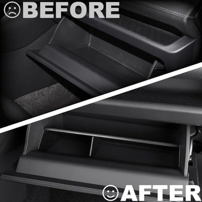 Glove Box Organizer for T-oyota RAV-4 2019-2025, Center Console Storage Divider Tray with 3 Compartments - ABS Plastic Insert for Passenger Side Glove Compartment