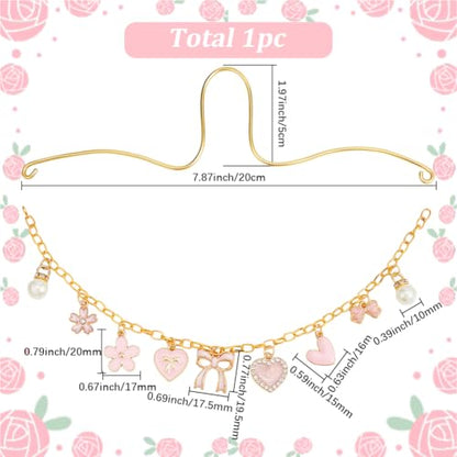 Rearview Mirror Hanging Ornament Pink Car Charm with Bow Heart Flower Pearl Aluminum Cute Feminine Aesthetic Rearview Mirror Hanging Accessories Car Decor Gift for Women - style: Heart