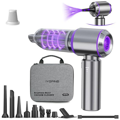 Vacuum/Air Duster 80,000RPM Super Power Mini Car Vacuum Cleaner 4-in-1 air Blower Gun Air Duster & Air Blower & Pump Hand Electric air Duster Handheld dust Blower Blower Cordless (Purple)