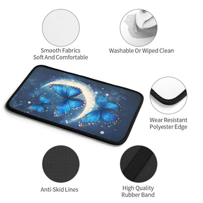 Universal Car Center Console Cushion Pad, Blue Butterfly Moon Soft Waterproof Car Center Console Cover Auto Armrest Seat Box Cover Protector for Most Vehicle SUV Truck Car - color: Blue Butterfly Moon