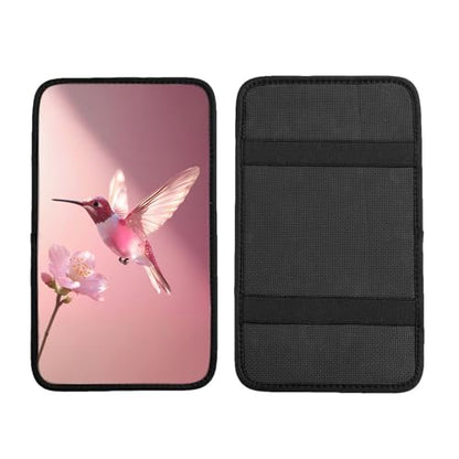 Universal Car Center Console Cushion Pad, Pink Hummingbird Soft Waterproof Car Center Console Cover Auto Armrest Seat Box Cover Protector for Most Vehicle SUV Truck Car - color: Pink Hummingbird