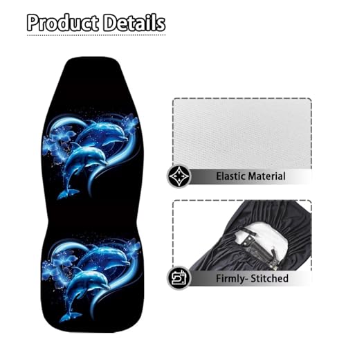 Blue Dolphin Car Front Seat Covers 2 Pack Polyester Automotive Seat Protectors Soft & Breathable, Vehicle Interior Accessories for Most Cars