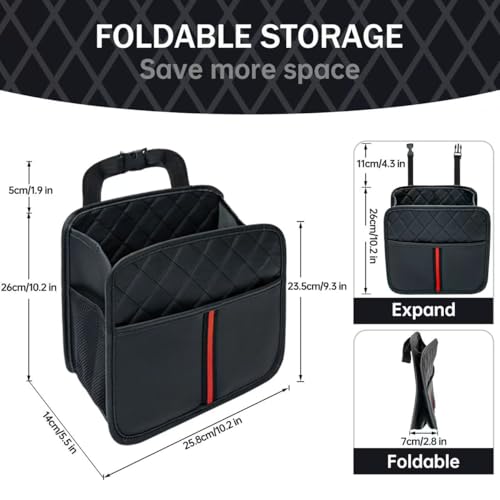 Car Seat Back Organizer with Storage Pockets, 2 Pack Multi Hanging Car Seat Organizer Backseat Car Organizer, Leather Backseat Car Organizer for Kids & Adults with Cup Holders Car Travel Accessories