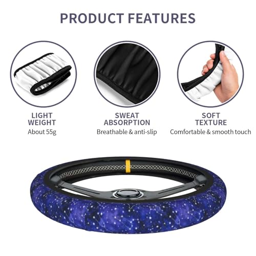 Galaxy Starry Sky Steering Wheel Covers Non Slip Neoprene Universal 15 Inch Steering Wheel Protector Car Cover for Men Women - color: Galaxy Starry Sky