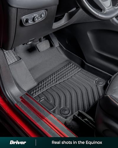 Car Floor Mats for Chevy Equinox/for GMC Terrain 2018-2024 (Not for EV), Cargo Liner Rubber TPE All Weather Full Set Equinox/Terrain Accessories 2018 2019 2020 2021 2022 2023 2024 Black