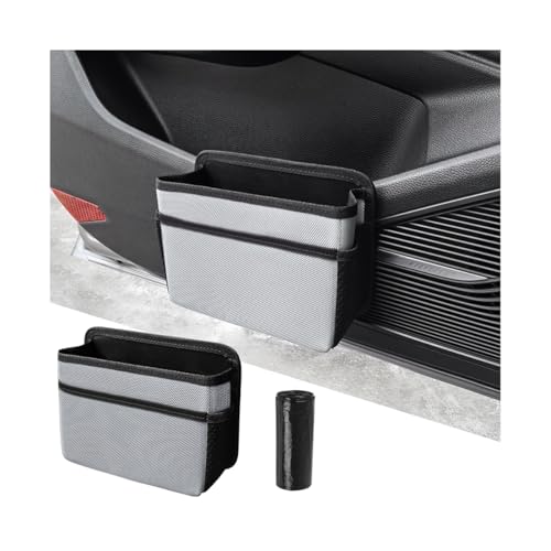 Car Trash Can, Foldable Mini Vehicle Trash Bin Garbage Organizer Holder, Waterproof Auto Interior Hanging Dustbin Storage Bag Container Accessories, Universal for Most Cars (Silver/Gray) - color: silver/gray