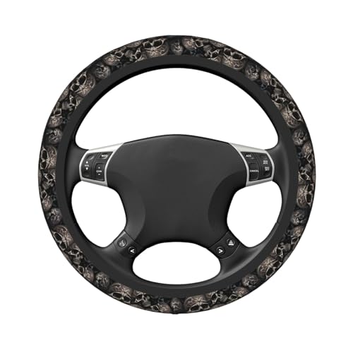Gothic Black Skull Universal Steering Wheel Covers, Cute Car Accessories for Women Girls Car Truck - color: Gothic Black Skull2