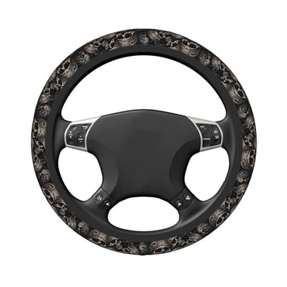 Gothic Black Skull Universal Steering Wheel Covers, Cute Car Accessories for Women Girls Car Truck - color: Gothic Black Skull2