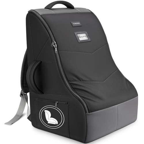 YOREPEK Padded Car Seat Travel Bag for Airplane Travel Compatible with Chicco, Britax, Nuna Rava, Sturdy Car Seat Backpack for Airport with Wear-Resistant Bottom, Large Carseat Cover for Baby Travel - color: Black