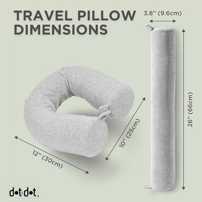 Dot&Dot Twist Memory Foam Travel Pillow, Bendable Neck Pillow for Airplane, Car and Home, 26-Inch Adjustable Roll, Neck Support, Chin, Lumbar and Leg