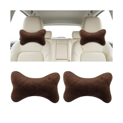 2PCS Car Headrest Pillow, Comfortable Ergonomic Design Vehicle Seat Neck Pillow for Driving Fatigue Relief, Soft Breathable Automotive Interior Head Rest Cushion Pad, Universal Fit (Coffee) - color: Coffee