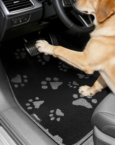 Cute Embroidered Dog Paw Car Floor Mats for Pet Lovers, Universal Fit All Weather Car Mats with Anti-Slip Nibbs Backing, Carpet Floor Mats for Cars, Trucks & Sedans, Full Set of 4 (Gray Paw) - color: Brown PAW