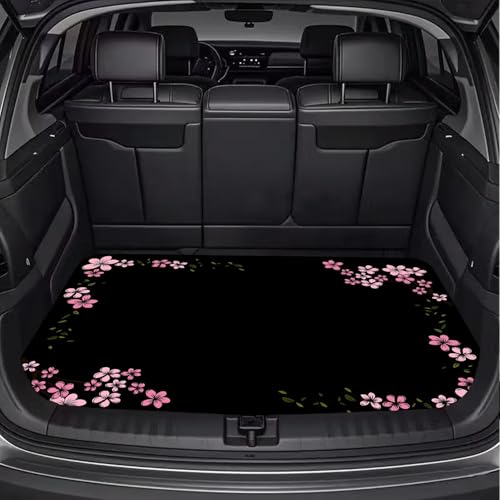 Universal Car Trunk Mat 29" x 39", Pink Cherry Blossoms All Weather Trunk Protection Cargo Liner, Durable Cargo Mat Rear Trunk Liner, Stylish Vehicle Interior Accessories Suitable for Most Car Models - color: Pink Cherry Blossoms