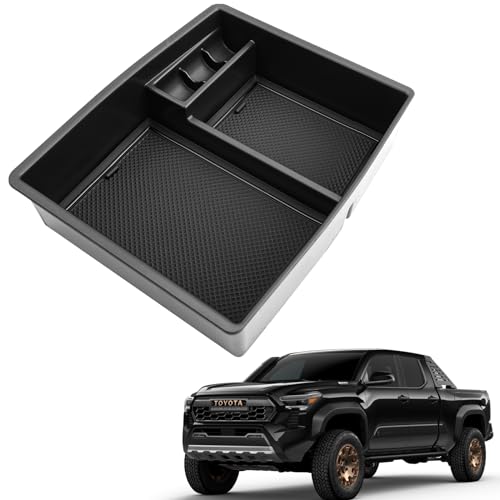 2024 2025 2026 Tacoma Accessories Center Console Organizer for Toyota Tacoma (SR5/TRD Off-Road/TRD Sport/TRD Pro/Limited/Trailhunter) Durable ABS Plastic 2025 Tacoma Console Tray Insert (Black)