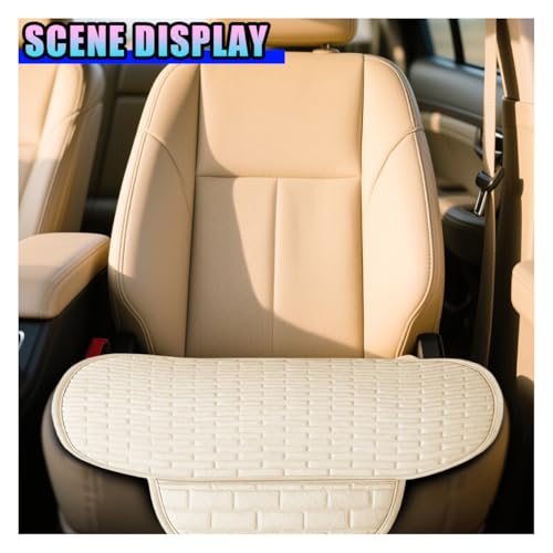 Car Front Seat Cover, Comfortable Linen Automotive Seat Pad with Storage Pocket, Anti-Slip Breathable Vehicle Seats Protection Mat, Universal Car Interior Seats Pad for SUV, Truck (Beige-S) - size: Beige-S