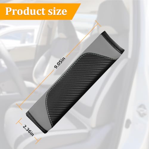 2PCS Car Seat Belt Cover, Carbon Fiber Seatbelt Shoulder Protection, Soft Car Seat Belt Strap Cushion Protect Your Neck and Shoulder, Car Accessories Seat Belt Pad for Car Truck (Black/Gray) - color: Black/Gray