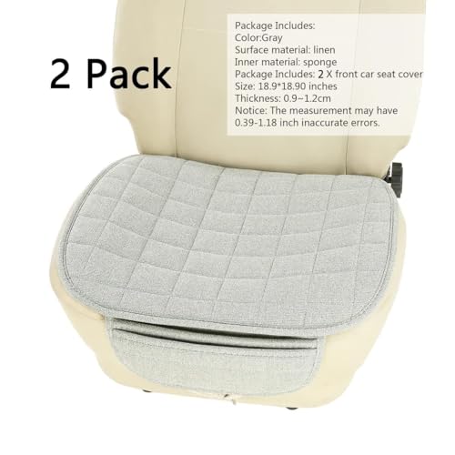 Linen Seat Cover for Car,2 Pack Bottom Seat Covers for Trucks, Car Seat Cushion,Pads,Mat,Protector Universal Fit Most Automotive[Gray Front Seat] - color: 2 Pack Grey