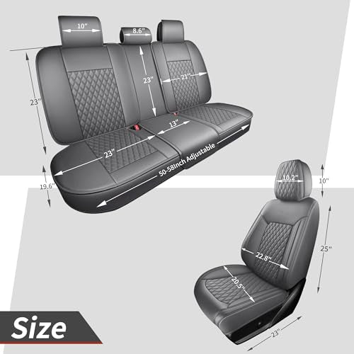 Gray Leather Car Seat Covers Full Set,High-Density Contoured Nappa Leather Universal Precision Fit Seat Cover Solutions,Waterproof Automotive Seat Covers & Accessories,Style1 Gray - color: Gray Full Coverage