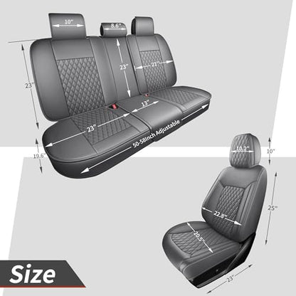 Gray Leather Car Seat Covers Full Set,High-Density Contoured Nappa Leather Universal Precision Fit Seat Cover Solutions,Waterproof Automotive Seat Covers & Accessories,Style1 Gray - color: Gray Full Coverage