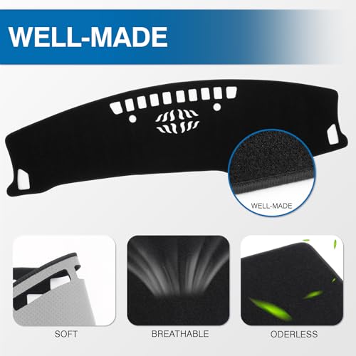 KUST Black Dash Cover Compatible with Kia Seltos 2024 2025 2026 Dashboard Cover Accessories for Seltos Non-Slip Polyester Dashboard Mat Custom Fit Center Console Sunshield Protector No Glare - size: Seltos 24-26(Black)