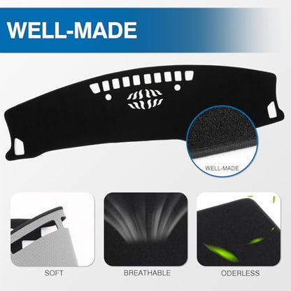 KUST Black Dash Cover Compatible with Kia Seltos 2024 2025 2026 Dashboard Cover Accessories for Seltos Non-Slip Polyester Dashboard Mat Custom Fit Center Console Sunshield Protector No Glare - size: Seltos 24-26(Black)