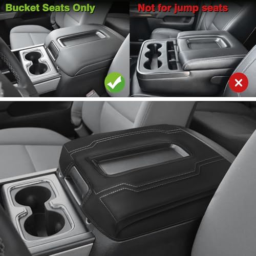 Center Console Armrest Cover Fit for Chevy Silverado & GMC Sierra 1500 2500 3500 2014-2018 Tahoe/Yukon/Suburban 2015-2020, Comfort Armrest Pad Console Lid Cushion Extra Thick(Bucket Seat) - size: 1) 14-18 |Silverado & Sierra| Bucket Seat, +Thick