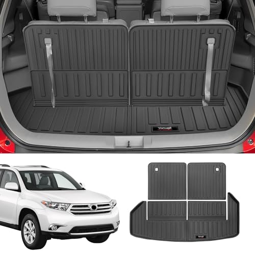 Custom for 2008-2013 Toyota Highlander Cargo Mats Trunk Liner and 3rd Rear Seat Backrest Mat All Weather TPE Protection Mat Accessories (for 2008-2013 Toyota Highlander) - color: for 2008-2013 Toyota Highlander