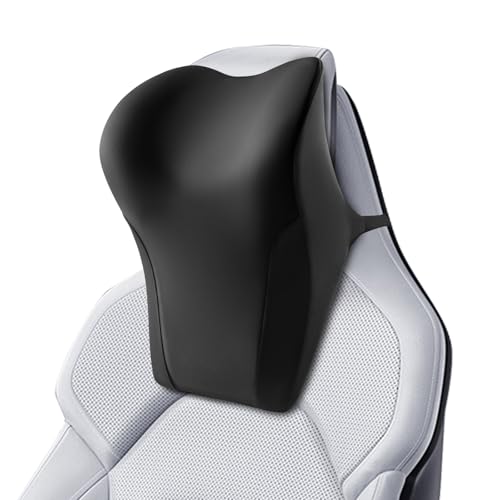 BABUR Car Headrest Pillow | Ergonomic Memory Foam Neck Shoulder Support Pillow with Adjustable Design & Enlarged Surface | Pain Relief for Driving Travel Sleeping | Black 1 Pack - color: Black