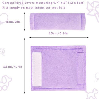 SWESEN Baby Car Seat Belt Covers for Boys and Girls, Carseat Shoulder Padding, Soft Car Seat Neck Cover, Mink Car Seat Straps Shoulder Pads, Solid Colour Stroller Strap Cover for Baby Kids, Purple - color: Purple