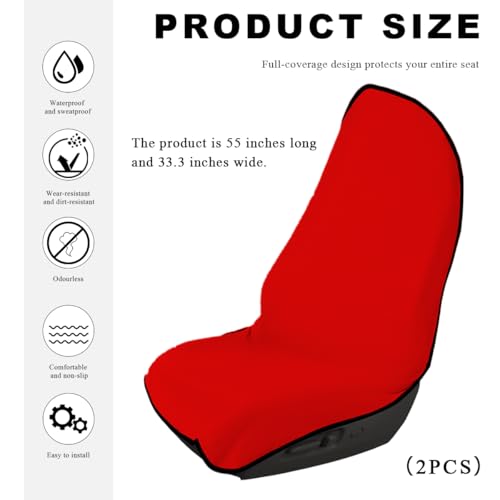 2PCS Car Towel Seat Cover, Waterproof Sweating Non-Slip Premium Soft Towel Carseat Protector, Universal Machine Washable Car Truck SUV Front Seat Cover for Gym Workout Beach Hiking (Red) - color: Red, 2pcs, Front