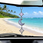 Stained Glass Moon Car Decor Charm Star Rear View Mirror Accessories Perfect Witchy Gift for Man Woman Spiritual Souls and Lunar Lovers