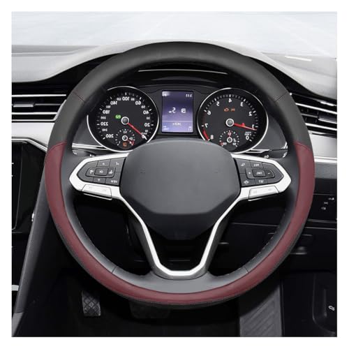 ZIMISI 14.5"-15" Car Steering Wheel Cover, Microfiber Leather Breathable Wheel Cover, Anti-Slip Lining Steering Wheel Covers, Car Accessories Interior Decoration for Women Men (Wine Red) - color: Wine Red