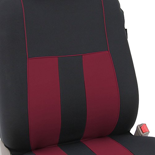 FH Group Striking Striped Car Seat Covers - Universal Fit, Washable Seat Covers for Cars, SUVs, Vans, Sedans, Burgundy, Front Set - color: Burgundy, size: Front Set