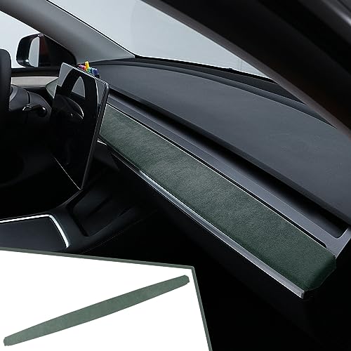 GZXinWei Suede Center Console Panel Dashboard Protective Cover Styling Moulding Interior Trim for Alcantara Tesla Model Y 2020-2024 Model 3 2017-2023 Decor Sticker Accessories Green - color: Green