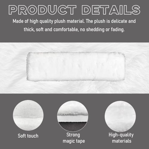 2 PCS Seat Belt Shoulder Pads, Soft Fluffy Plush Seat Belt Shoulder Strap Covers, Comfy Warm Seat Belt Strap Cover Shoulder Cushion for Adult Children, Car Accessories (White) - color: White