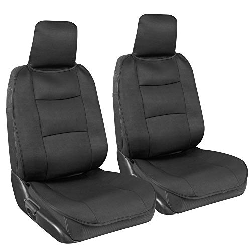 BDK EasyFit Car Seat Covers for Front Seats, Black – Front Seat Cover Set with Integrated Headrest Cover, Quick Slip-On Installation, Fits Most Car Truck Van SUV - color: Black