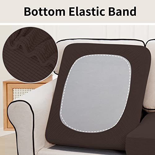 Easy-Going Stretch Individual Loveseat Couch Cushion Cover Sofa Cushion Furniture Protector Sofa slipcover Soft Flexibility with Elastic Bottom (2-Piece Loveseat Cushion Cover, Chocolate) - color: Chocolate, size: 2-piece