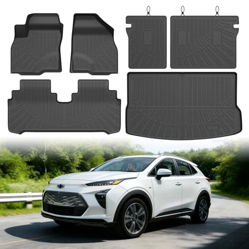 Bolt Floor Mats - Car Mats for Chevy Bolt EUV 2022-2024 (Not for Bolt EV), All Weather Full Set Cargo Liner with Backrest Mat for Bolt Accessories, Heavy Duty Waterproof, Black - size: 1)Chevy Bolt EUV 22-24 Full Set