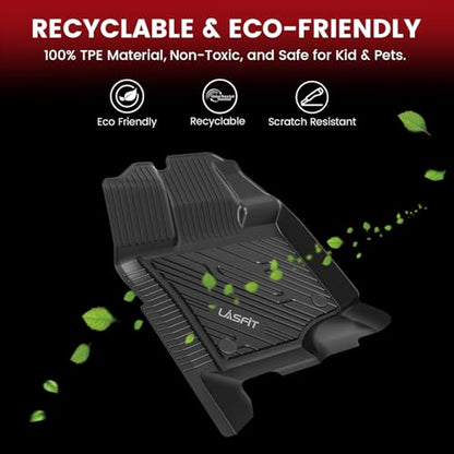 LASFIT Front Floor Mats for Ford F-150 2015-2026 | F150 Lightning 2022-2025 SuperCrew & Super Cab Carpet Floor All Weather Car Liners TPE Truck Mats-First Row Only, 2pcs Black - style: 1) F-150 SuperCrew&Super Cab| 15-26 | 1st Row Bucket Only
