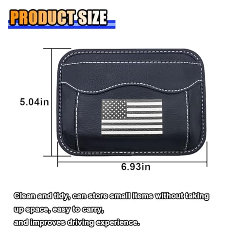 American Flag Car Seat Side Pocket Organizer, PU Leather Seat Gap Filler Tray Pouch, Auto Cell Phone & Sunglasses Holder, Mini Vehicle Storage Bag for Stowing Tidy (Flag, Black/White) - color: Black/White, style: Flag