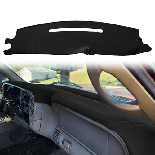 Dash Cover Custom Fit for 1997-2000 Chevy Chevrolet Silverado/GMC Sierra C1500 C2500 C3500 K1500 K2500 K3500, 1997-1999 GMC Yukon/Chevy Tahoe, Dashboard Mat Pad Carpet Protector(97-98, Black) Y57 - color: black