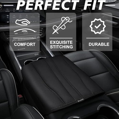 Center Console Armrest Cover Fit for Chevy Silverado GMC Sierra 2019-2026, GMC Yukon & Chevy Tahoe & Suburban 2021-2026 Accessories, Armrest Pad Console Lid Cushion Vegan Leather Regular Thick - size: 16) 25+ |Yukon&Tahoe&Suburban| Black, Regular