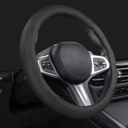 Steering Wheel Cover for Toyota Tacoma Tundra Sequoia 4Runner 2/4 Door SR5 Trail Limited TRD Pro Platinum Off Road 4x4 Sport Car Accessories, 2026 Leather 15.5-16 inch Black