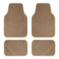 CAR PASS Beige Car Floor Mats, Edge Leather Waterproof Car Mats with Double Stitch Line and Anti-Slip Backing Design, Fit 95% Automotive,SUVS,Sedan,Vans (Pure Beige) - color: Pure Beige