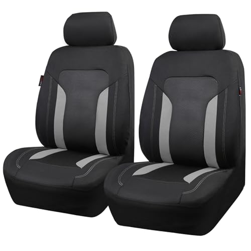 CAR PASS 3D Air Mesh Car Seat Covers Front Seats Low Back Bucket, Breathable Sporty Mesh in Summer Airbag Compatible Universal Fit 95% Automotive SUV,Truck,Sedan Interior Protector, Black Gray 2PCS