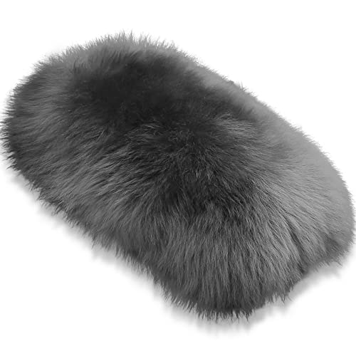Andalus Brands Pure Australian Sheepskin Fluffy Car Center Console Cover, Luxurious Non-Shedding Furry Arm Rest Cover for Car, Versatile for All Seasons, Charcoal Grey - (11.47" X 6.3") - color: Charcoal Gray