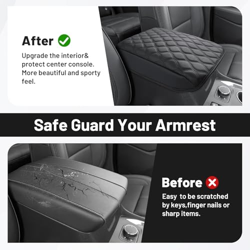 Autorder Center Console Cover for 2018-2024 Chevrolet Traverse Accessories Armrest Cushion Cover Nappa Leather Middle Console Covers Traverse Console Cushion Pad Anti-Scratch - size: 2018-2024 Chevy Traverse