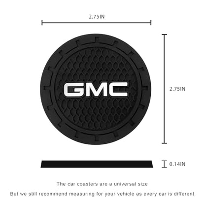 Car Cup Holder Coaster for GMC Sierra Denali Canyon Terrain Yukon Jimmy Acadia Recessed Silicone Cupholder Coaster Interior Accessories 2.75in 2Pack - color: Black-01